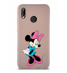 Huawei P20 Lite Soft Premier Kapak Minnie Mouse-F Tasarımlı Silikon Kılıf - Pudra (Şeffaf)