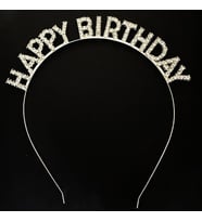Gümüş Kristal Taşlı Happy Birthday Doğum Günü Tacı İthal Ürün A Kalite 17x16 cm (5343)