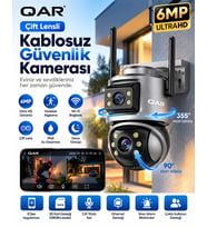Wifi Akıllı Güvenlik Kamerası Çift Lensli Döner Başlıklı Uzaktan Canlı İzleme Telefon Kontrollü IP Kamera Gece Görüşlü [İç/Dış Mekan]