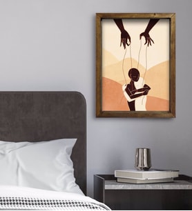 BK Gift Yatak Odası Konseptli Doğal Masif Ahşap Çerçeveli Tablo 45x65cm-88