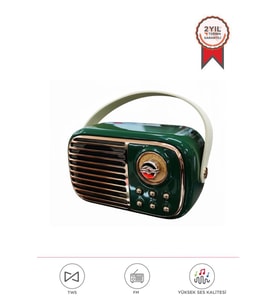 Torima BTS-1956 Yeşil Bluetooth 10W Bass Ses RGB Işık Efektli TWS USB TF Kart Mikrofonlu Hoparlör