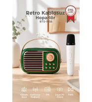 Torima Bluetooth Hoparlör Nostaljik Radyo Mikrofonlu Rgb Işıklı TWS USB TF Speaker BTS-1956 Yeşil