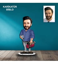 KİŞİYE ÖZEL ERKEK TAMİRCİ TASARIMLI KARİKATÜR BİBLO B65
