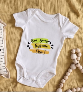 BK Kids Beni Yavaşça Teyzeme Verin Tasarımlı Bebek Body Zıbın - Model 1
