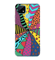 PrintiFy Realme C21  ile Uyumlu 1mm Slim Fit Retro Renkler 4 Baskılı Şeffaf  Kılıf
