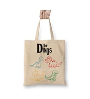The Dinos White Dinozorlar Beyaz Bez Çanta Uzun Saplı Alışveriş Çantası Plaj Çantası