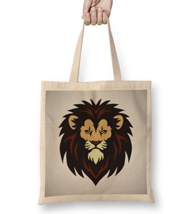 Lion Head Mascot Logo Bez Çanta Uzun Saplı