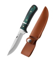Valkyrie 3CR14MOV Paslanmaz Çelik Av Bıçağı – Ahşap Saplı, Kılıflı Kamp ve Outdoor Bıçağı Yeşil