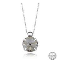 Crystal Taşlı Tek Taş 925 Ayar Gümüş Kolye
