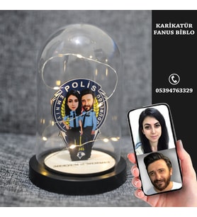 KİŞİYE ÖZEL POLİS IŞIKLI KARİKATÜR FANUS BİBLO 1