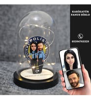KİŞİYE ÖZEL POLİS IŞIKLI KARİKATÜR FANUS BİBLO 1