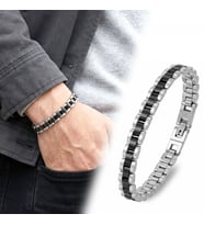 Moncuk Design Siyah Beyaz Ful Çelik Bileklik 33511G1D5M