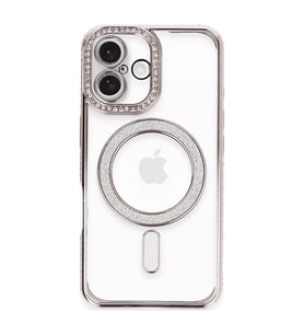 Apple İphone 16 Plus Kılıf Joke Simli Magneticsafe Kılıf - Pembe