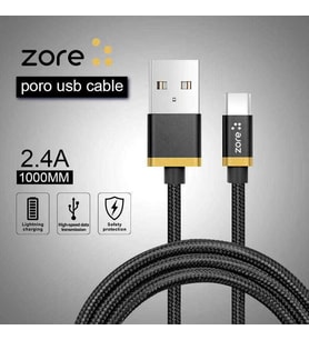 Zore Poro Type-C Usb Kablo 1M (Kırmızı - Altın Rengi)