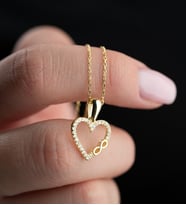925 Ayar Gümüş Gold Kaplama Kalp Sonsuzluk Model Kolye (Altın)