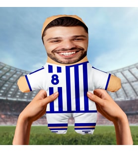 Motto Gift Kişiye Özel Fotoğraflı Mavi Beyaz Taraftar Peluş Oyuncak 531016