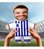 Motto Gift Kişiye Özel Fotoğraflı Mavi Beyaz Taraftar Peluş Oyuncak 531016