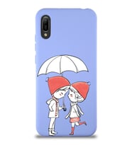 Huawei Y6 2019 Uyumlu Lansman Kılıf Aşk Tasarımlı İçi Kadife Kapak-Lila (Şeffaf)