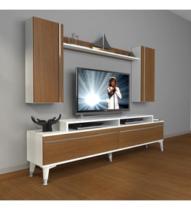 Decoraktiv Ekoflex 7 Mdf Silver Tv Ünitesi Tv Sehpası - Beyaz Ceviz (Beyaz - Ceviz)