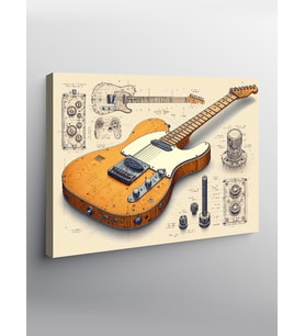 Kanvas Tablo Elektro Gitar Teknik Çizimi