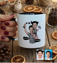 Kişiye Özel Karikatürlü Siyah Beyaz Taraftar Baba Kız Kupa Bardak Babalar Günü Hediyesi