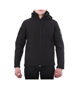 AskerVadisi Softshell Yağmur Geçirmez Mont Kapüşonlu Siyah Renk
