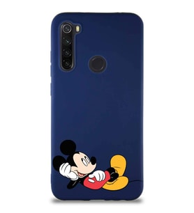 Xiaomi Redmi Note 8 Soft Premier Kapak Mickey Mouse-F Tasarımlı Silikon Kılıf - Lacivert (Şeffaf)