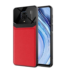 Xiaomi Redmi Note 9 Pro New Style Pu-Deri PC-TPU Tasarım Lens Serisi (Kırmızı)