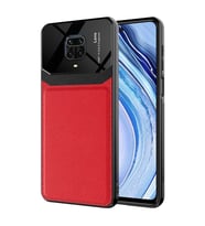 Xiaomi Redmi Note 9 Pro New Style Pu-Deri PC-TPU Tasarım Lens Serisi (Kırmızı)