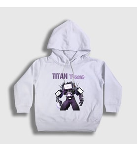 Presmono Unisex Çocuk Beyaz Titan Tvman Skibidi Toilet Kapüşonlu Sweatshirt 482787tt (Beyaz)
