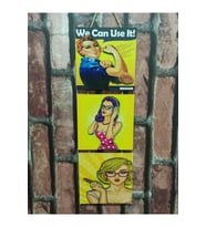 Retro Time Kadın Kabartmalı Baskı 3'lü Tablo Woman