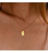 Kişiye Özel 925 Ayar Gümüş Sevimli Tavşan Harf Kolye (Gold)