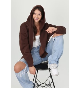 Kadın Kapüşonlu Cep Ve Fermuar Detaylı Sweatshirt Fvr003