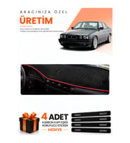 BMW E34 (1988-1996) Uyumlu Torpido Koruma Örtüsü Oto Kılıfı - Siyah Kırmızı