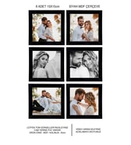 6 Adet 15x15 Çerçeve - Mdf Çerçeve - Kare Fotoğraf Çerçevesi (Siyah)