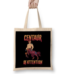 Funny Centaur of Attention Pun Greek Mythology Bez Çanta Uzun Saplı