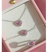 Vog Swarovski Taşlı Pandora’s Model Pembe Kalp 925 Ayar Gümüş Sevgiliye,Eşe 3’Lü Set 