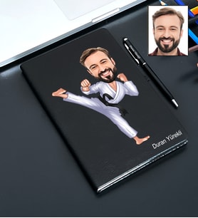 Kişiye Özel Karateci Tasarımlı Karikatür Defter Ve Kalem Seti 70
