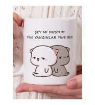 Şey Mi Dostum Yine Yangınlar Yine Ben Baskılı Beyaz Kupa Bardak