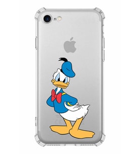 Apple iPhone 7 Uyumlu Köşe Korumalı Antişok  Kapak Donald Duck Tasarımlı Şeffaf  Kılıf