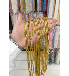 Hematit Taşı Rondela Kesim Sarı 4x1mm Doğal Taş Dizi