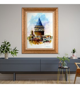 Altın Varaklı Paspartulu Çerçeveli  Tablo n5s976