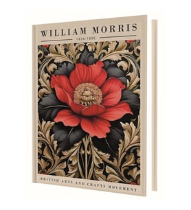 DEFFTER 14X20 RED FLOWER ( WILLIAM MORRIS ) SERT KAPAK ÇİZGİLİ DEFTER 96 YP