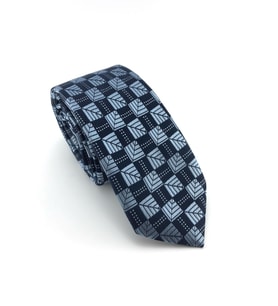 PİERRONİ Lacivert Mavi Desenli Slim Kravat