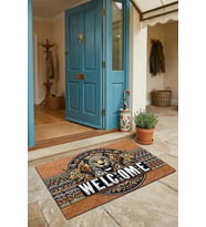 Valerine Life Kapı Önü Paspası 45x70cm Kaymaz Taban Dekoratif iç Dış Mekan Kaplan Figürlü Welcome
