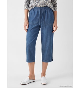LCW Grace Mavi Beli Lastikli Kadın Jean Kapri