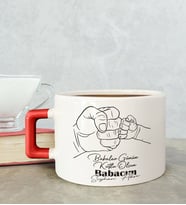 BK Gift Kişiye Özel Babalar Günü Tasarımlı Kırmızı Kulplu Çay & Kahve Fincanı-8, Babaya Hediye, Babalar Günü Hediyesi
