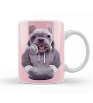 French Bulldog Puppy with Headphones Kupa Bardak Porselen