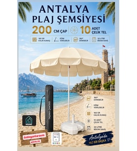Havuz Bahçe Krem Şemsiyesi Bidonlu
