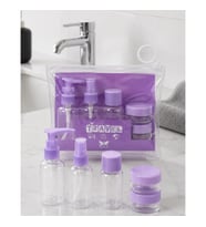5 Parça Şeffaf Seyahat Tipi Kozmetik Dolum Şişesi Seti – 30 ml Şişe, Sprey ve Krem Kutuları